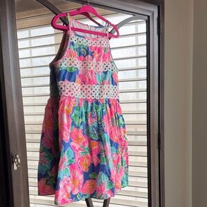 Lilly Pulitzer Bright Pink & Blue Floral Eyelet Sundress